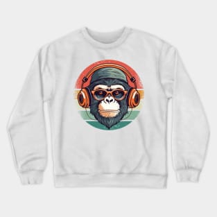 Chimp with Headphone - For Musicians and Zoologists Crewneck Sweatshirt